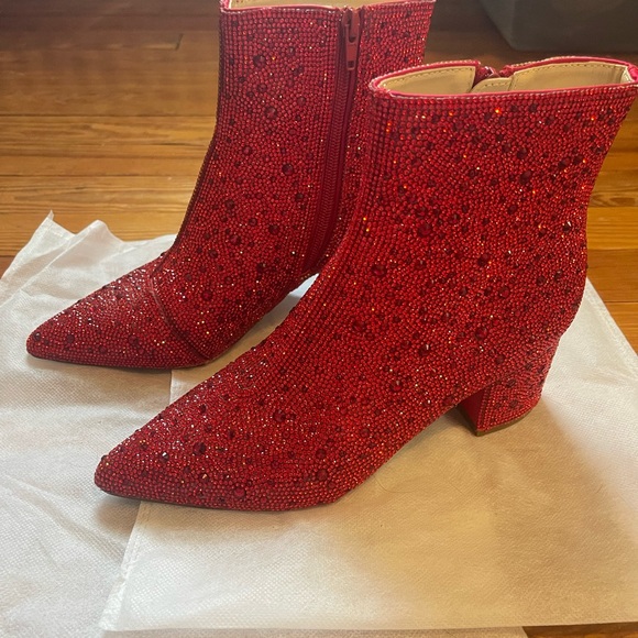 Betsey Johnson Sparkling Red Ankle Booties - Picture 5 of 9